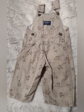 Oshkosh b’ Gosh Vintage Rare Vestbak Safari print Overalls Size 12 Months